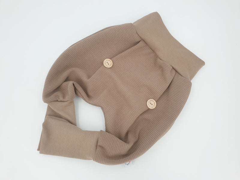 Atelier MiaMia Cool bloomers or baby set button pants waffle jersey Taupe114