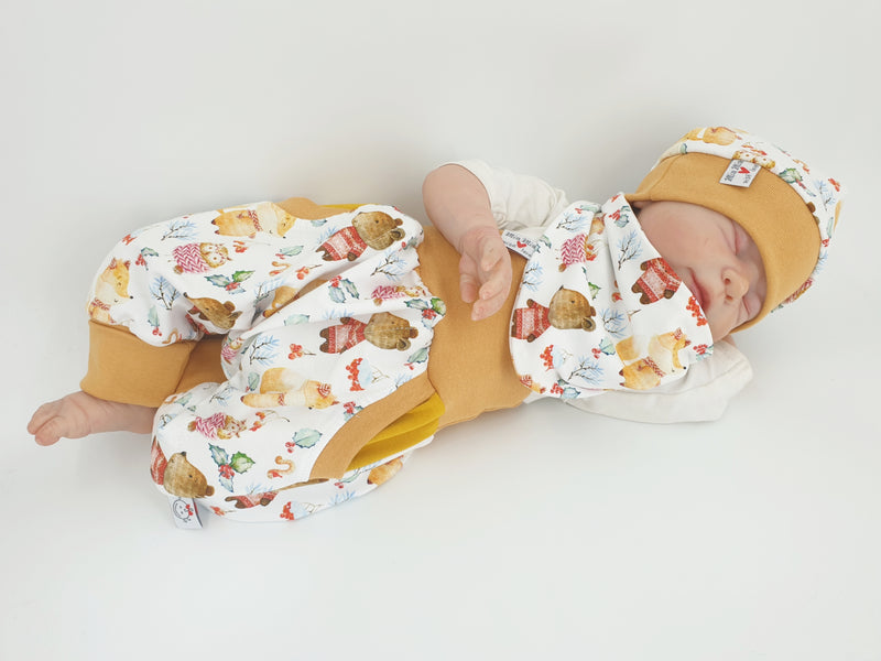 Atelier MiaMia Cool bloomers or baby set short and long winter forest animals